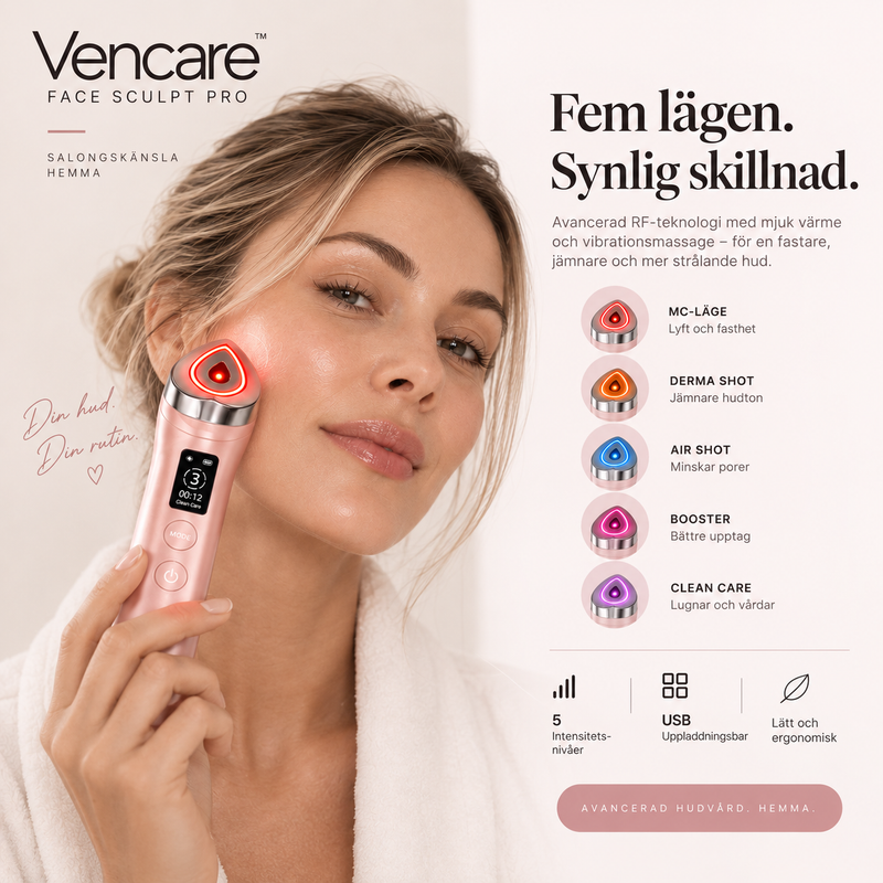 Vencare Face Sculpt Pro – RF-ansiktsapparat för hemmabruk